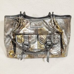 Lifestyle by Sharif Studio Tote Bag Large Silver Metallic Snakeskin Handbag